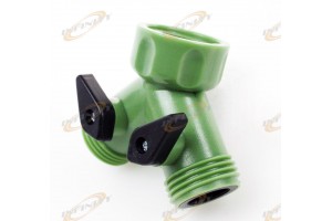 2-Way Garden Hose Connector Splitter Y Connector Water Valves SHUT OFF PRESSURE